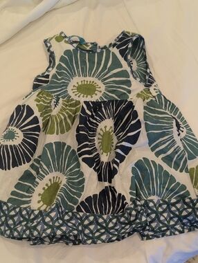 Girls' Floral Sleeveless Cotton Dress - Green & Navy - Balizen
